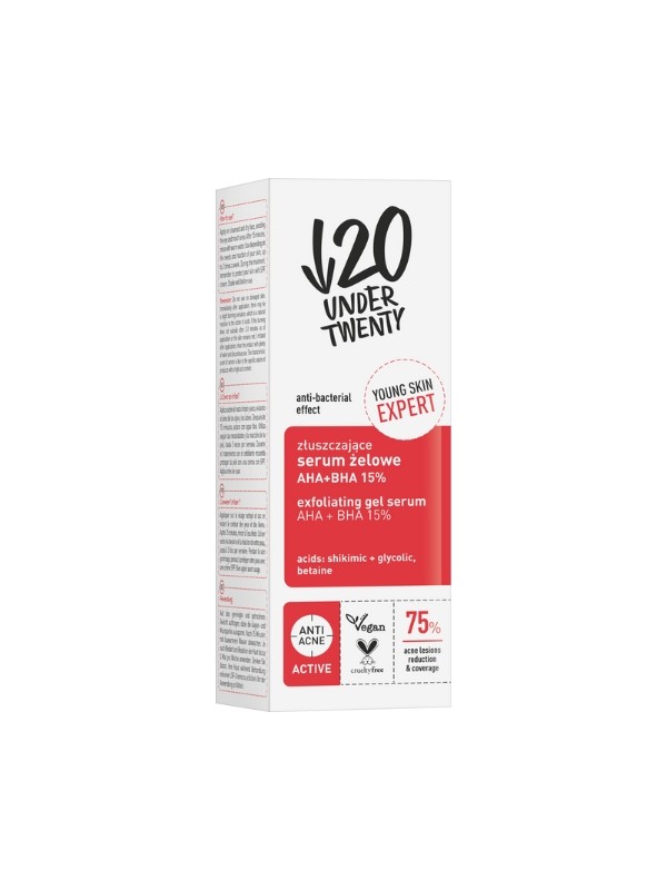 Under Twenty Exfoliating Gel Serum, AHA + BHA 15% 30 ml