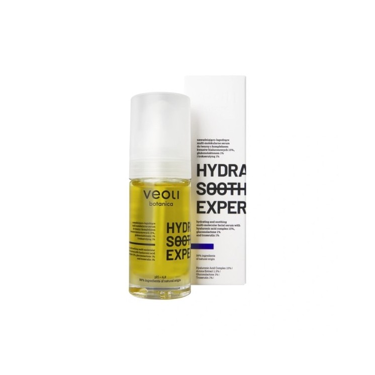 Sérum visage hydratant et apaisant Veoli Botanica Hydra Soothing Expert à 15 % d'acide hyaluronique 30 ml