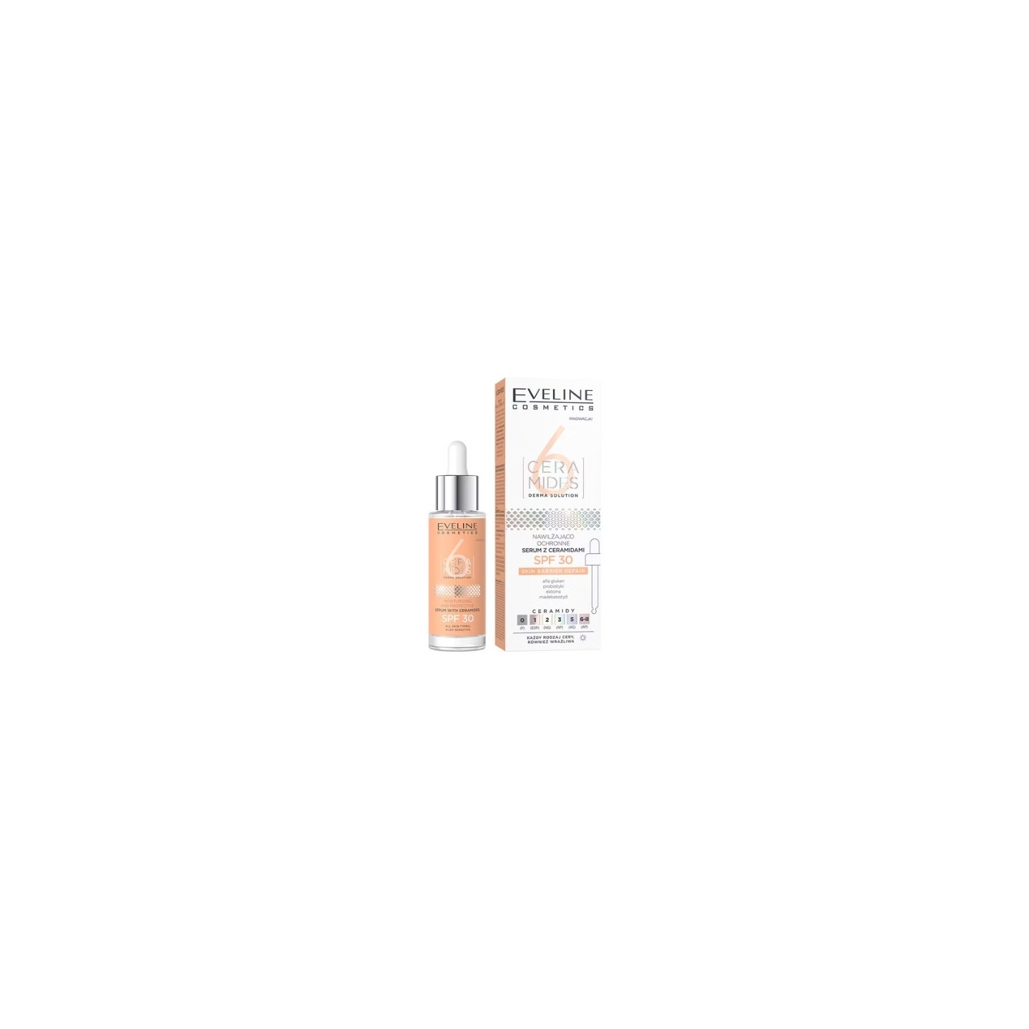 Eveline 6 CERAMIDES moisturizing and protective Face Serum with ceramides and SPF30 30 ml Eveline 6 CERAMIDES moisturizing and protective Face Serum with ceramides and SPF30 30 ml