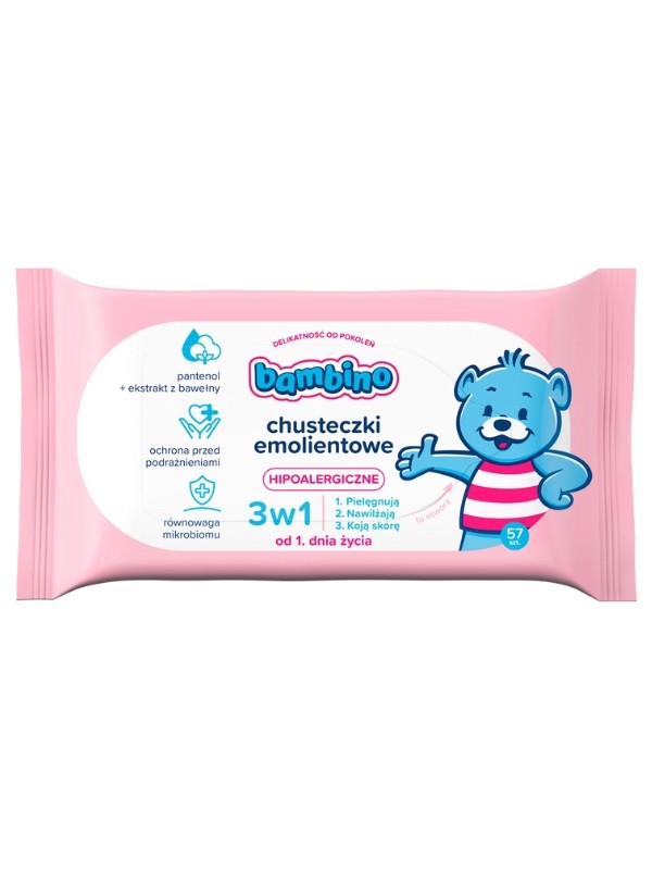 Bambino 3in1 emollient wipes 57 pieces