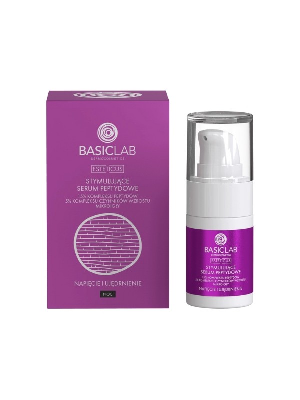 BasicLab Esteticus stimulating Peptide Serum for the face at night 15% peptide complex 15ml