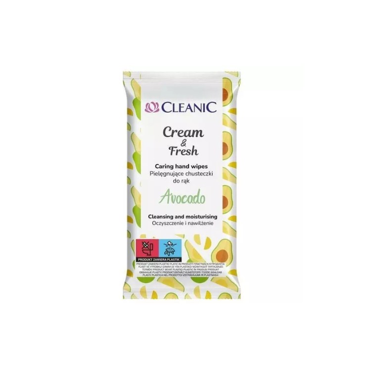 Серветки для рук Cleanic Cream & Fresh Avocado 15