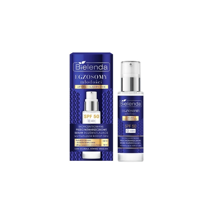 Bielenda Egzosomy młodości przeciwzmarszczkowe Serum do twarzy rozświetlające SPF50+ 30 ml