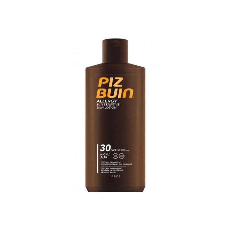 Crème solaire anti-allergies Piz Buin pour les personnes allergiques, SPF30 , 200 ml