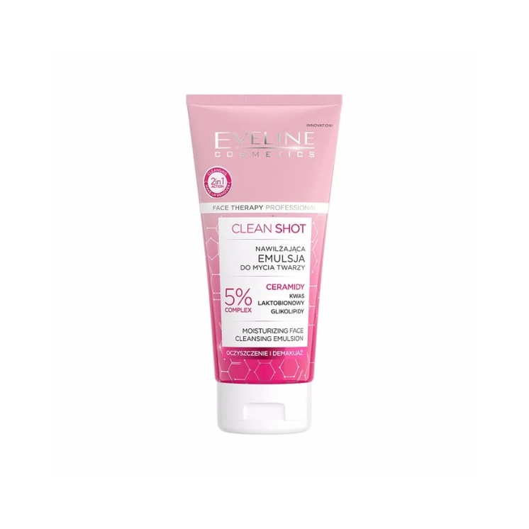 Eveline Clean Shot nawilżająca Emulsja do mycia twarzy 150 ml