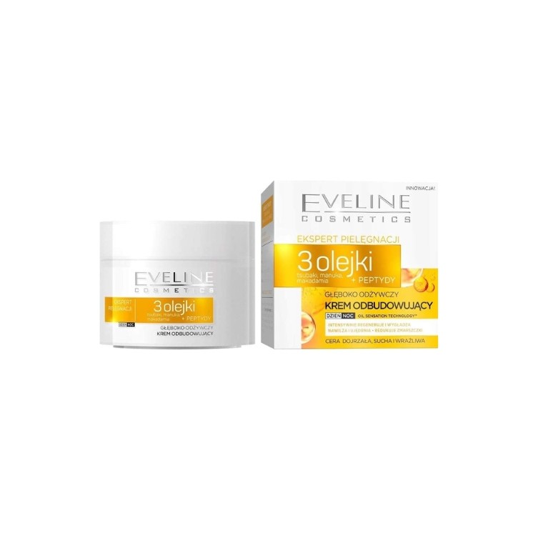 Eveline 3 Olejki + Peptydy głęboko odżywczy Krem do twarzy 50 ml