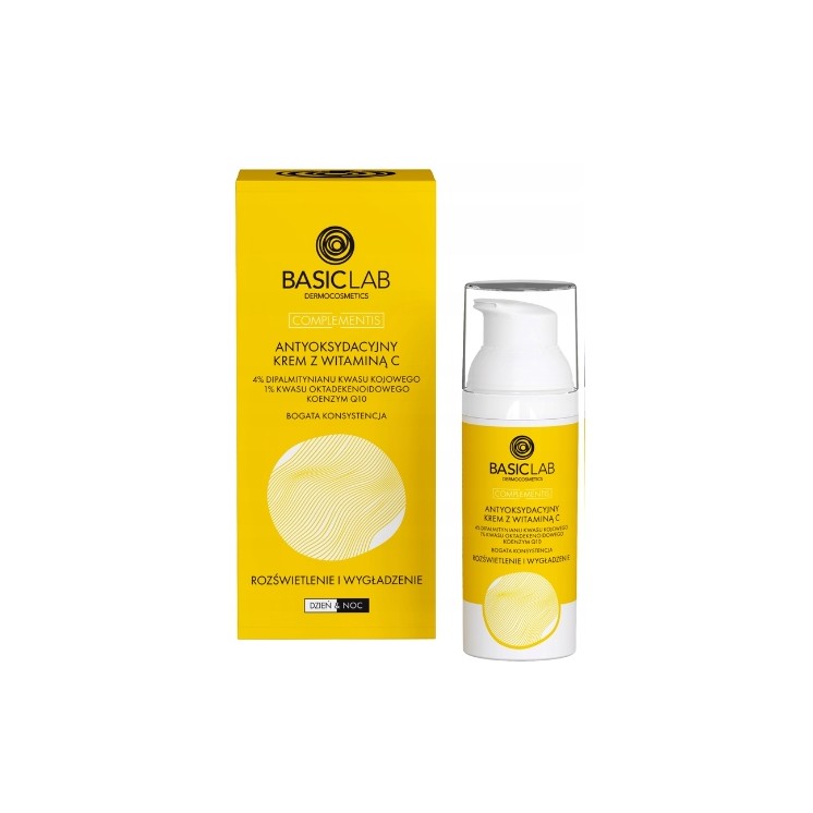 Crème visage antioxydante BasicLab Complementis à la vitamine C, consistance riche, 50 ml