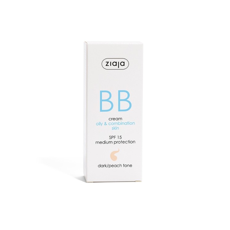 Ziaja BB Crème active pour les imperfections des peaux grasses et mixtes, teinte pêche bronzée, 50 ml