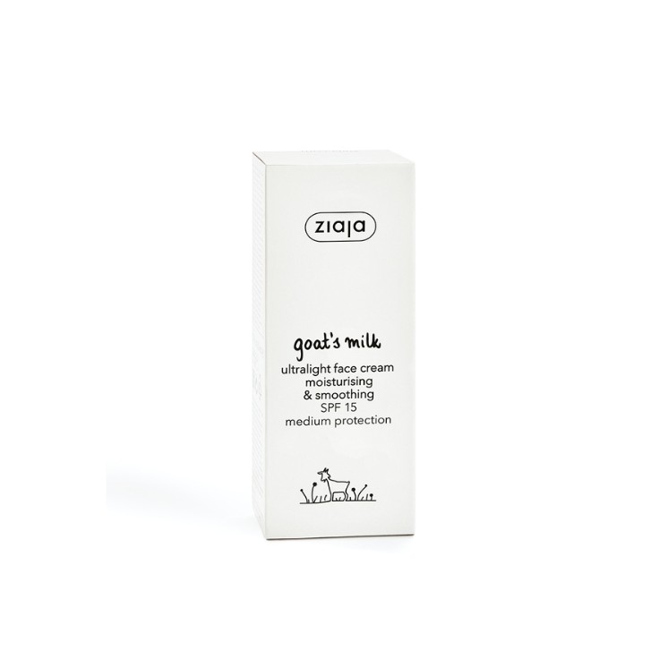 Ziaja Crème Hydratante et Énergisante Ultra anti-age au Lait de Chèvre avec Filtres UVA et UVB SPF15 Protection Moyenne 50 ml
