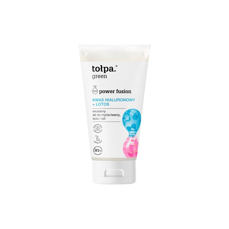 Tołpa Green Power Fusion Gezicht, Oog en Lip Reinigingsgel Hyaluronzuur + Lotus 150 ml