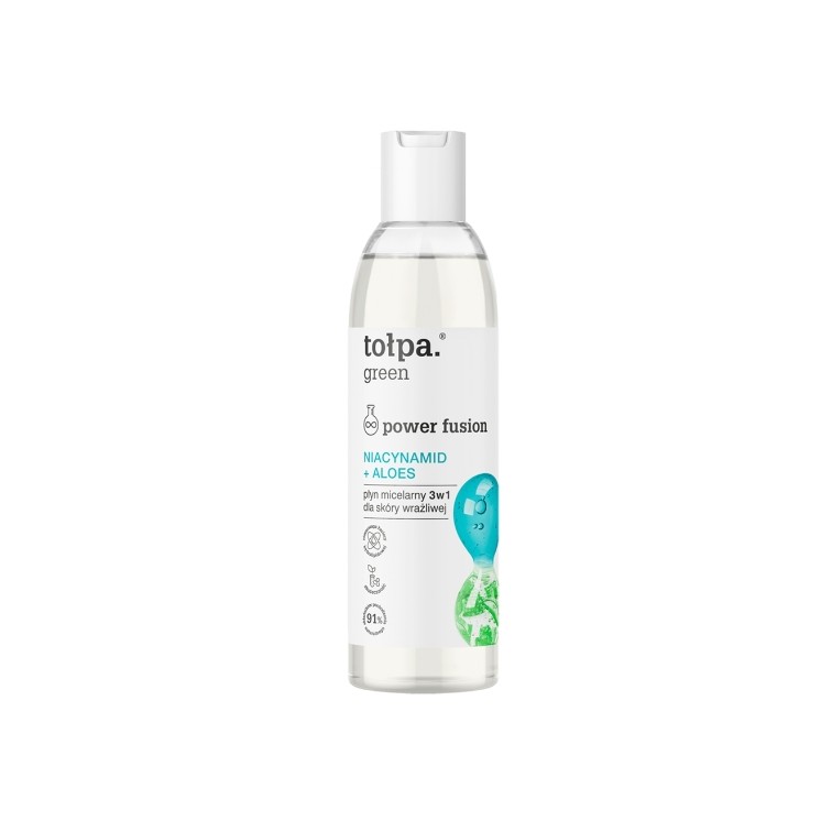 Tołpa Green Power Fusion Eau micellaire 3 en 1 pour peaux sensibles Niacinamide + Aloe 200 ml