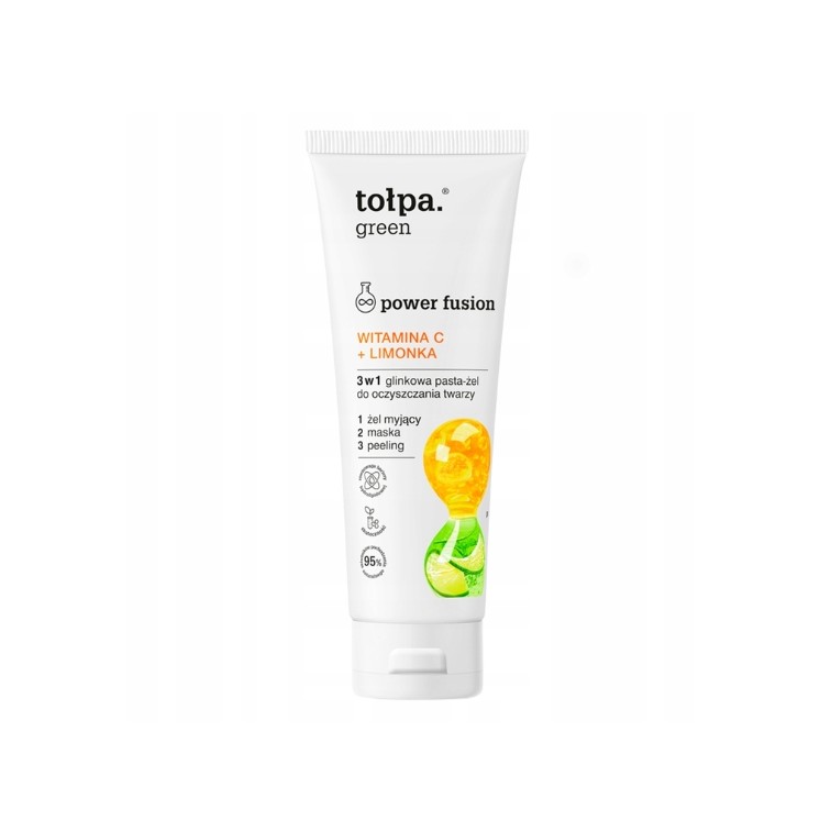 Tołpa Green Power Fusion 3w1 glinkowa Pasta - żel do oczyszczania twarzy Witamina C + Limonka 125 ml