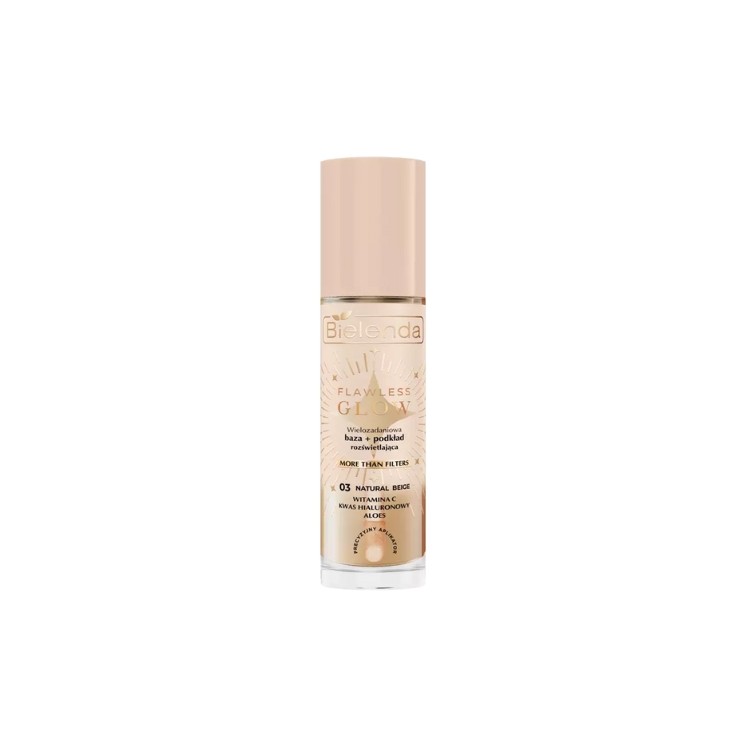 Bielenda FLAWLESS GLOW wielozadaniowa rozświetlająca Baza + podkład /03/ Natural Beige 30 ml
