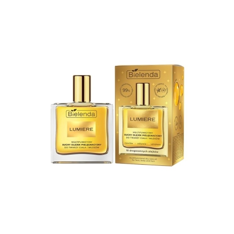 Bielenda Lumiere Huile de soin sèche multifonctionnelle pour le visage, le corps et les cheveux 50 ml