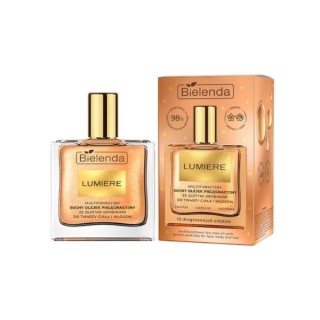Bielenda Lumiere huile de soin sèche multifonctionnelle pour le visage, le corps et les cheveux aux particules d'or 50 ml
