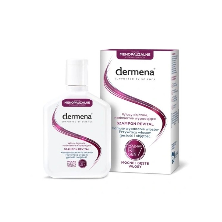 Shampooing Dermena Revital , prévenant la chute des cheveux liée à la ménopause, 200 ml Shampooing Dermena Revital , prévenant la chute des cheveux liée à la ménopause, 200 ml