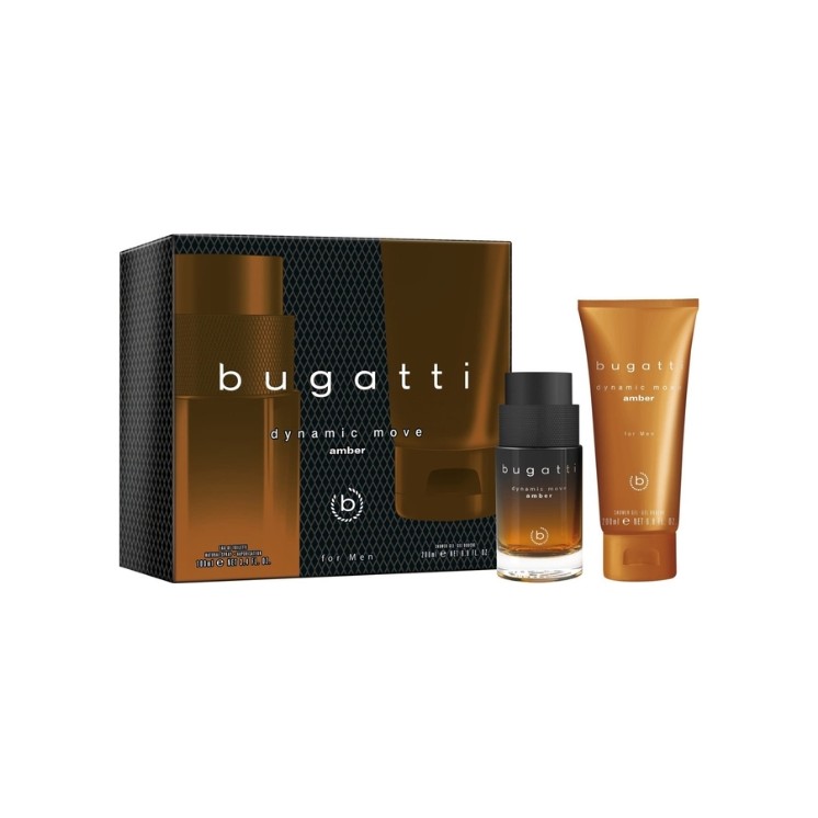 Bugatti Gift Set: Eau de Toilette for Men 100 ml + Dynamic Move Amber Shower Gel 200 ml