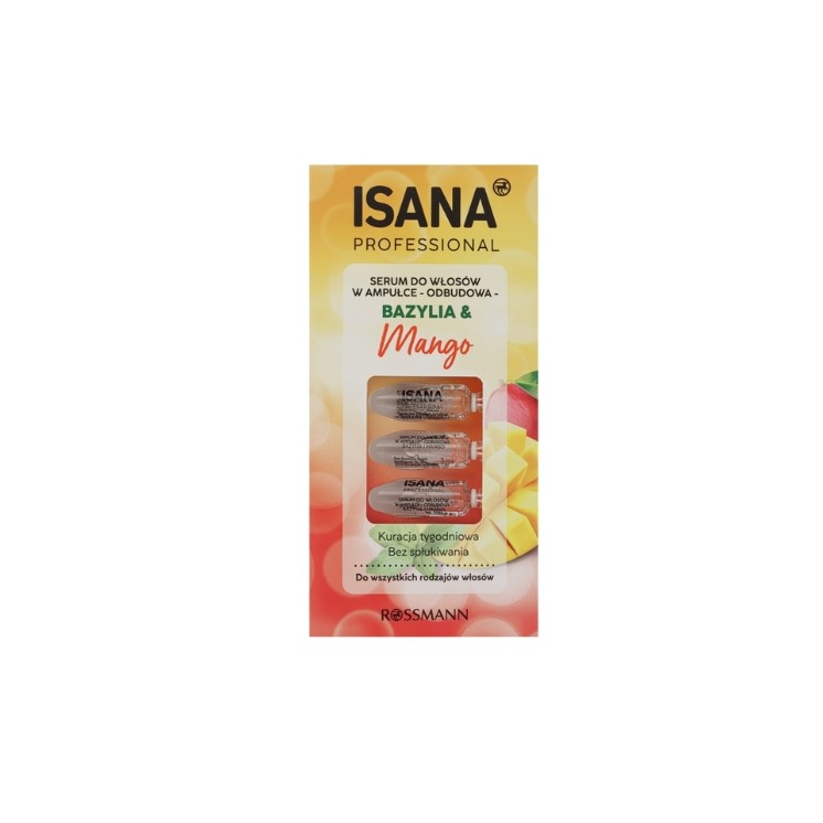 Sérum capillaire Professional Isana Basilic et Mango en ampoules 7 x 3 ml