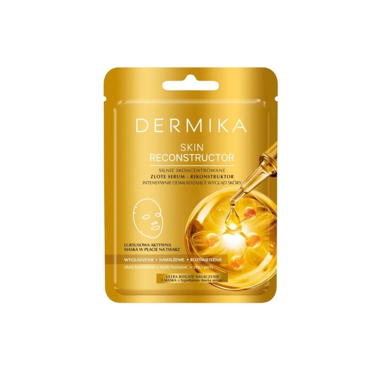 Sérum reconstructeur or Dermika Skin Reconstructor, soin rajeunissant intensif en feuille (1 pièce)