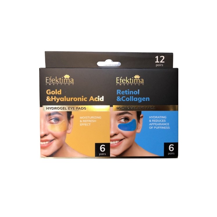 Patchs contour des yeux hydro Efektima Gold & Acide hyaluronique et Retinol & Collagen , 12 paires