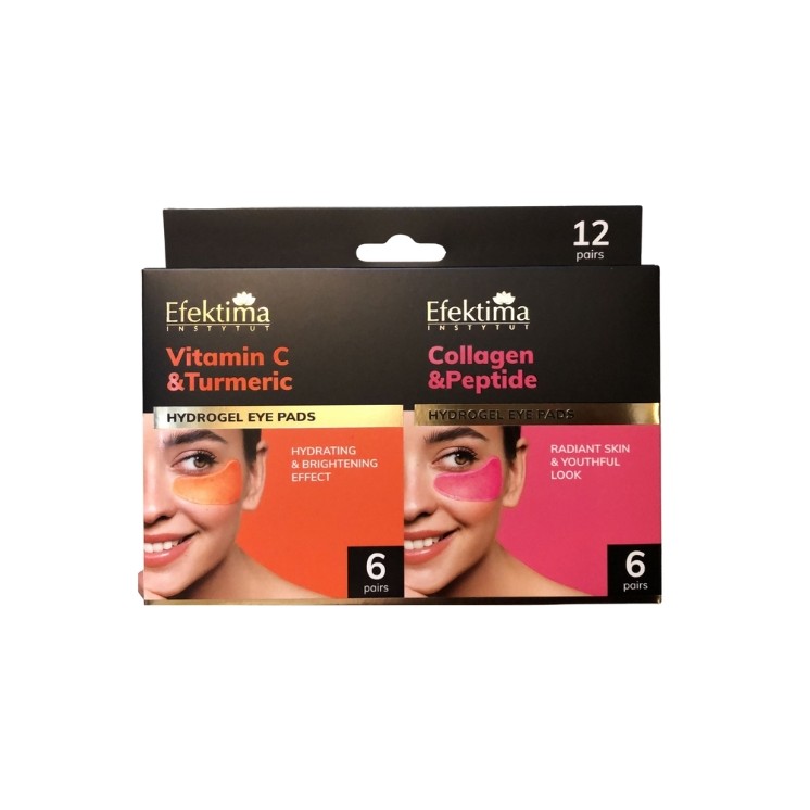 Patchs pour les yeux hydro Efektima Vitamin C , au curcuma, au Collagen et aux peptides (12 paires)