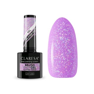 Claresa Brush Easy Gel Glitter Gel in een flesje met een kwastje Violet 5 g