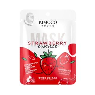 Masque en tissu hydratant pour le visage Kimoco Young Essence Strawberry , enrichi en extrait de fraise, 25 ml