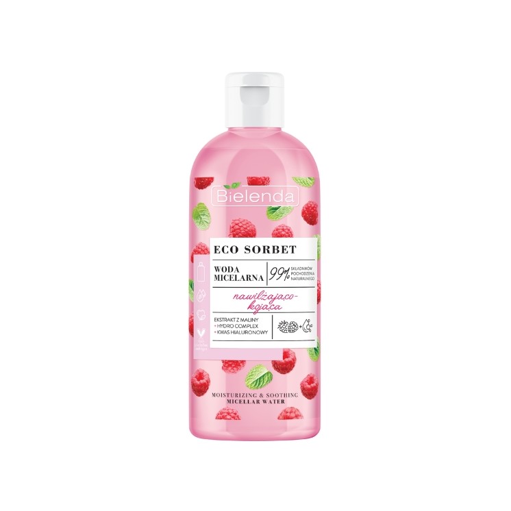 Bielenda ECO SORBET Eau micellaire hydratante et apaisante Framboise 500 ml