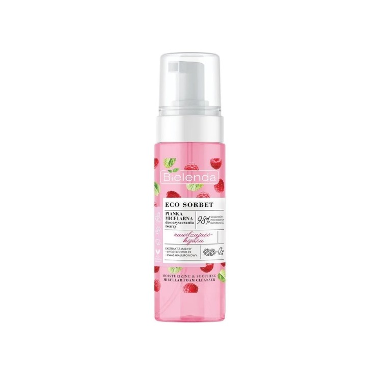 Bielenda ECO SORBET Feuchtigkeitsspendender Himbeer-Gesichtsreinigungsschaum 150 ml