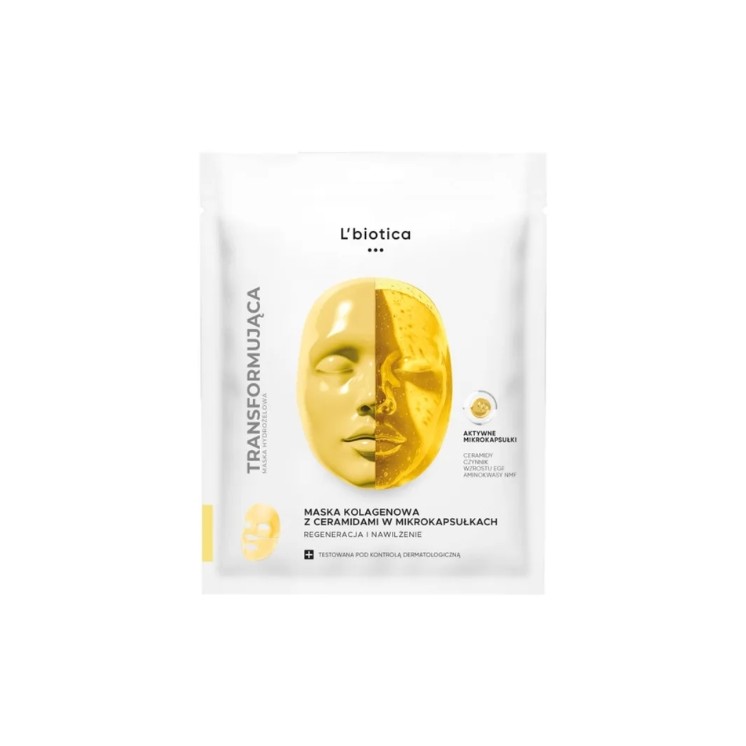 Masque en tissu régénérant et hydratant au collagène et aux céramides L'Biotica (1 pièce)