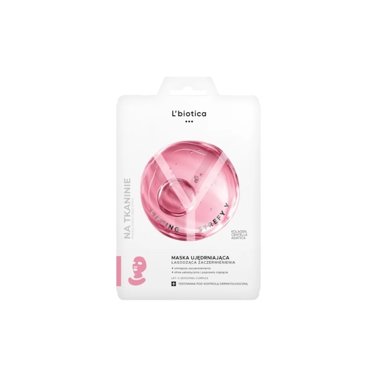 Masque en tissu raffermissant L'Biotica Lifting Y-Zone, apaise les rougeurs, 1 pièce
