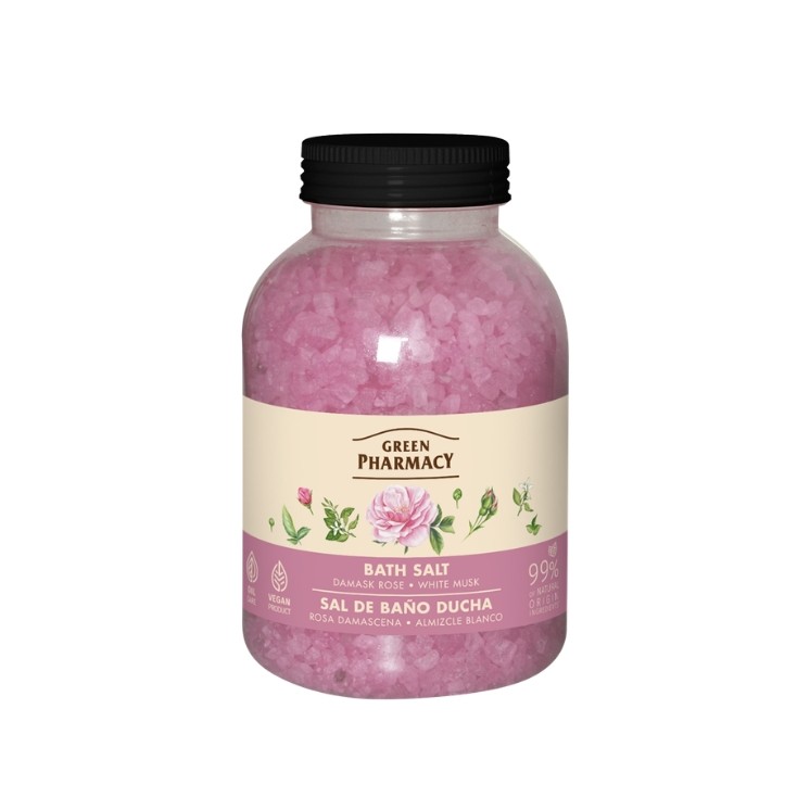 Green Body Bath Salt Damask Rose & Musk 1000 g