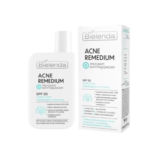 Легкий зволожувальний та захисний крем для обличчя Bielenda Acne Remedium SPF50 40 мл