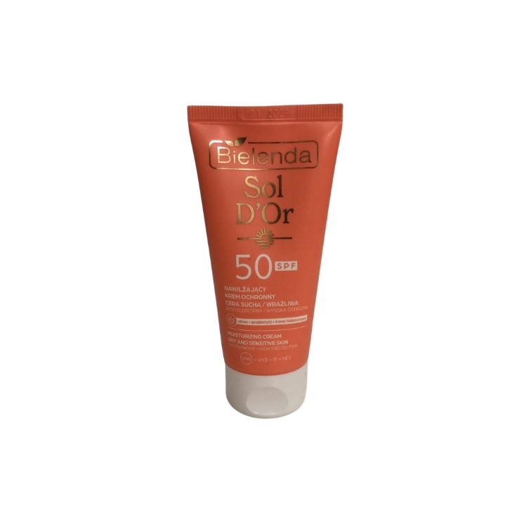 Захисний крем для обличчя Bielenda Sol D'OR SPF50 для сухої та чутливої шкіри 50 мл