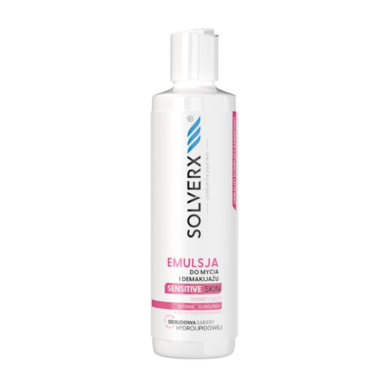 Емульсія Solverx Sensitive Skin для очищення та зняття макіяжу з обличчя та очей 200 мл