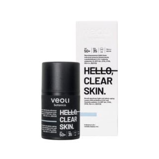 Veoli Botanica Hello , lichte beschermende crème Clear Skin tegen huidveroudering door zonlicht SPF50 + met 5 % prebiotica 50 ml