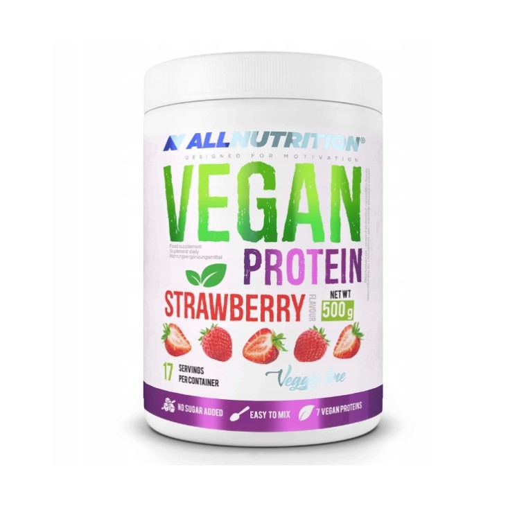 AllNutrition Vegan Proteïne Suikervrij Strawberry 500g