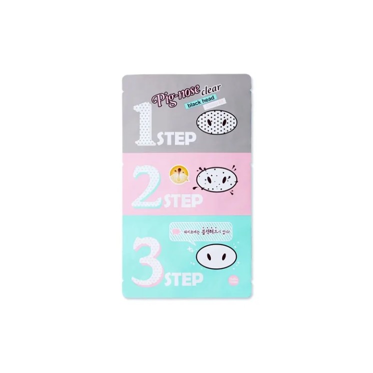 Holika Holika Pignose clear black head nose mask in 3 steps