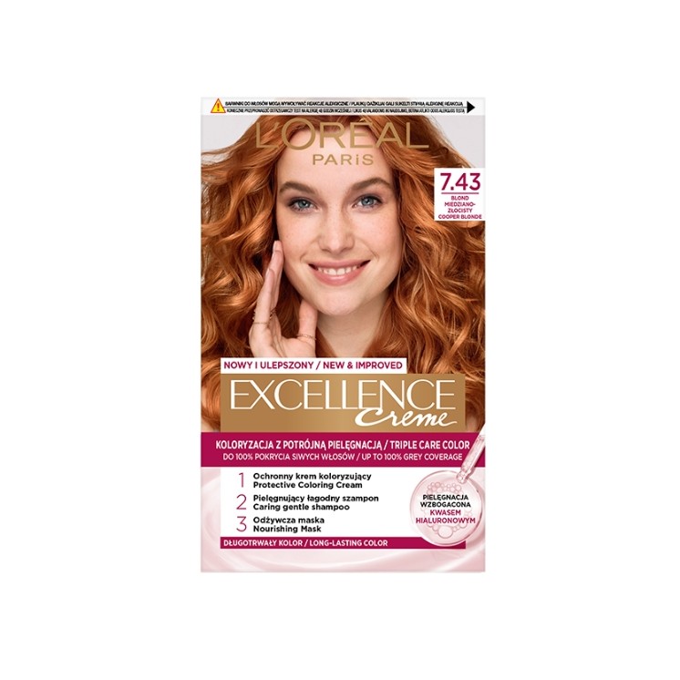 L'oreal Excellence Creme Hair dye /7.43/ Blond Copper-golden