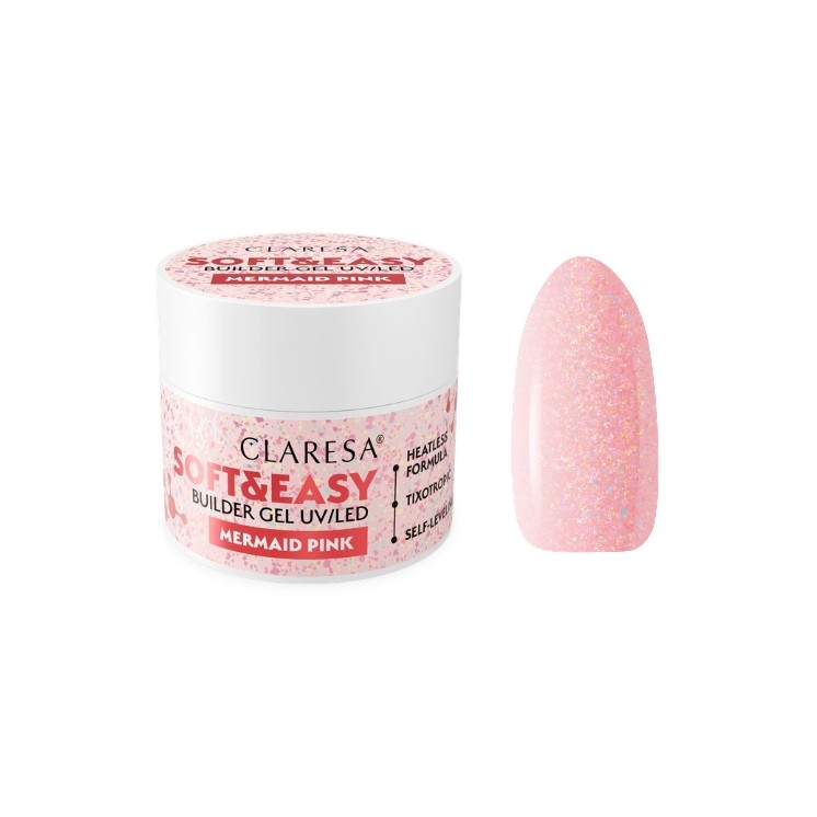 Гель для нарощування нігтів Claresa Soft & Easy "Русалочка Pink 45 г