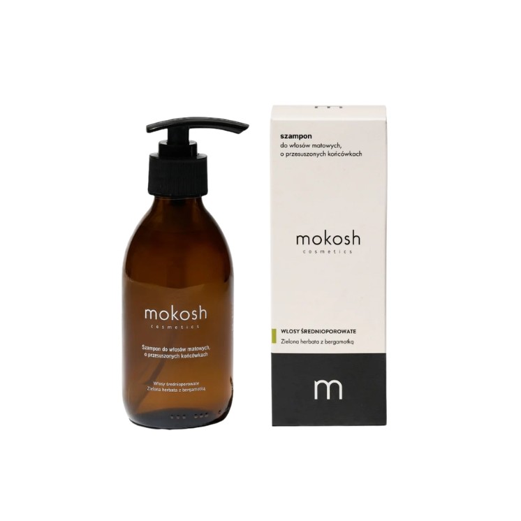 Mokosh Shampoo für mittlere Porosität, mattes Haar mit trockenen Spitzen, Grüner Tee mit Bergamotte, 200 ml