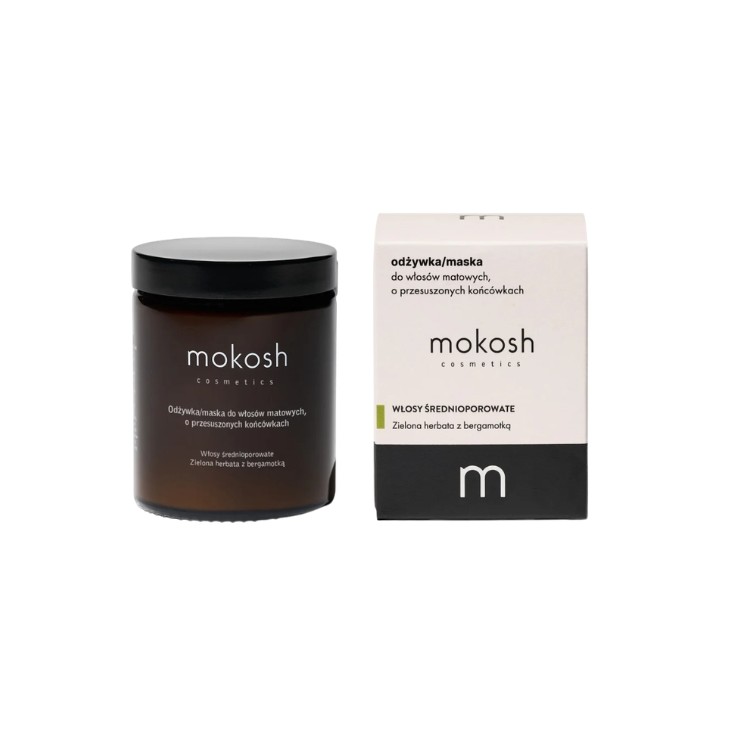 Mokosh Conditioner/Maske für mittlere Porosität, mattes Haar mit trockenen Spitzen, Grüner Tee mit Bergamotte, 180 ml