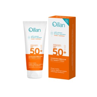 Émulsion solaire protectrice Oillan pour le visage et le corps avec SPF50 + filtre pour peaux sensibles 100 ml