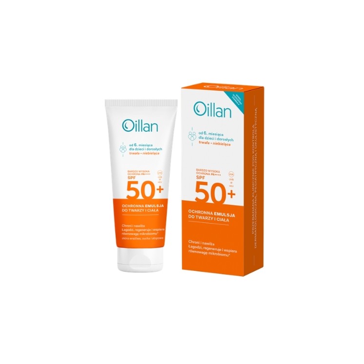 Oillan Sonnenschutzemulsion für Gesicht und Körper mit SPF50 + Filter für empfindliche Haut, 100 ml