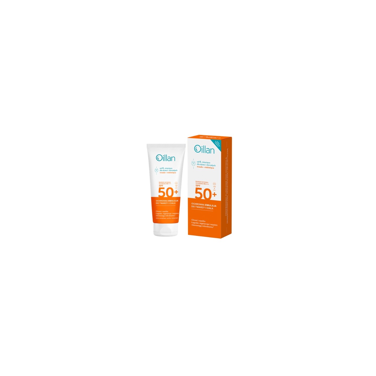 Oillan beschermende zonnebrandcrème-emulsie voor gezicht en lichaam met SPF50 + filter voor de gevoelige huid 100 ml