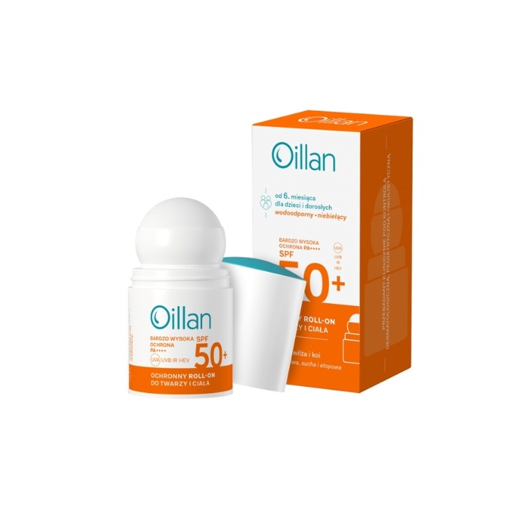 Захисний Roll-on сонцезахисний крем Oillan для обличчя та тіла SPF50 для чутливої шкіри 50 мл