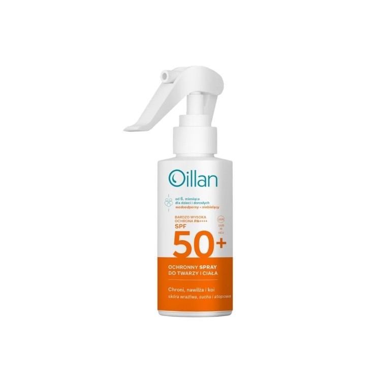 Spray solaire protecteur Oillan pour le visage et le corps SPF50 pour peaux sensibles 125 ml