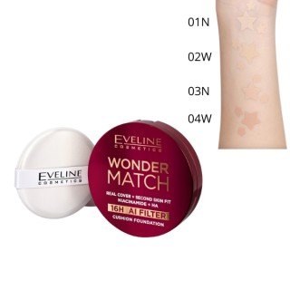 Eveline Wonder Match Covering Cushion Foundation met Niacinamide /02W/ Vanilla 15 g