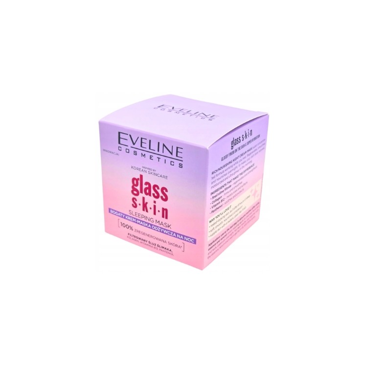 Eveline Glass Skin Sleeping Mask насичена поживна нічна крем-маска 50 мл