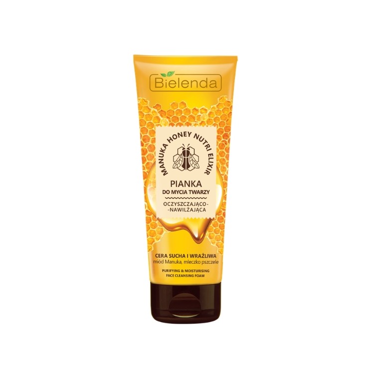 Bielenda MANUKA HONEY NUTRI ELIXIR Очищувальна та зволожуюча пінка для вмивання обличчя 175 г